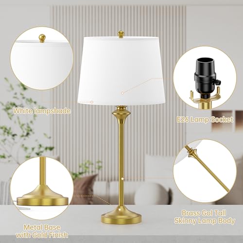 Brass Gold Table Lamps Set of 2 for Living Room (2 Count)