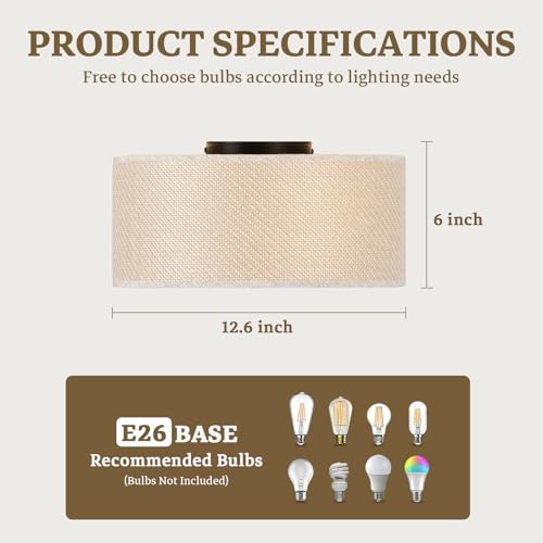 13Inch Farmhouse Semi Flush Mount Ceiling Light