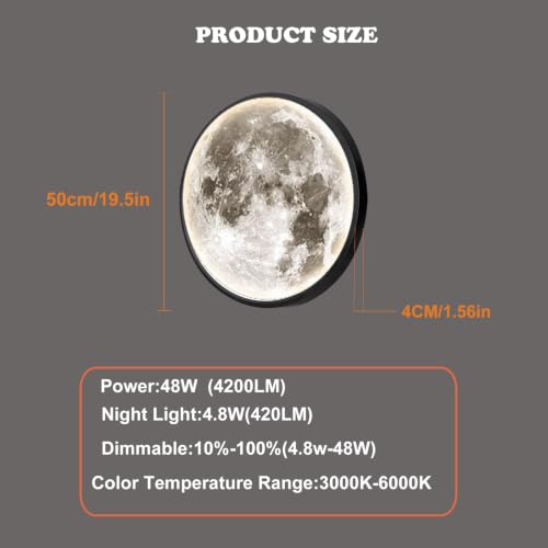Dimmable Moon Lamp Plug in Modern LED Wall Moon Sconces (19.5 inch)