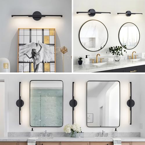 Matte Black Bathroom Light Fixtures Over Mirror 24 Inch