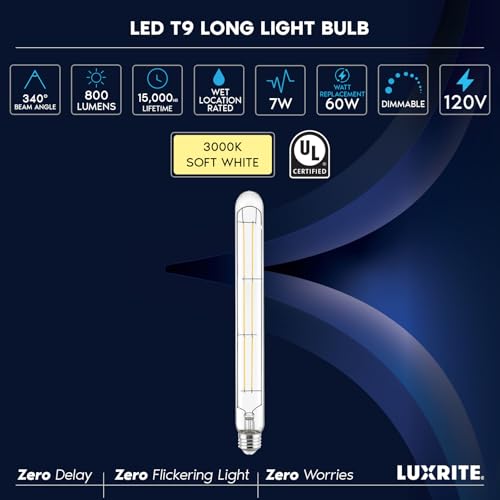Vintage T9 Long LED Tube Light Bulbs 60W Equivalent (4 Count)