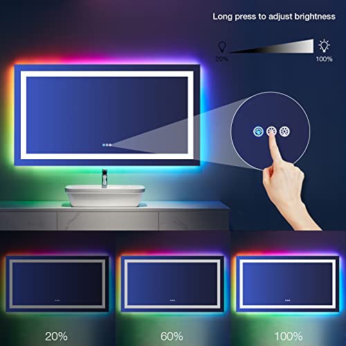 55"X30" RGB LED Bathroom Mirror with Lights