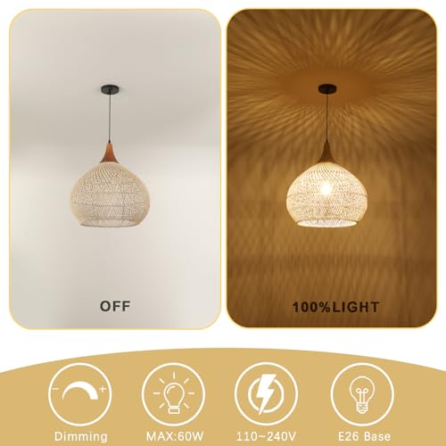 20" Large Rattan Pendant Light