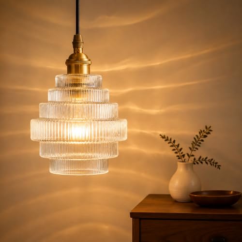 Clear Stripes Glass Lamp Shades Set of 2 (2 Count)