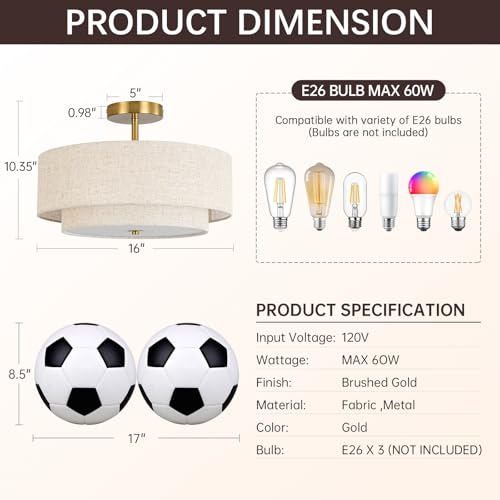 16" Semi Flush Mount Ceiling Light