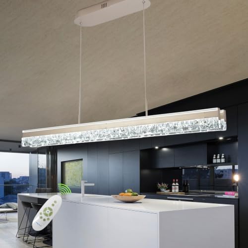 59" Gold Linear Dimmable Modern LED Chandelier Pendant Light