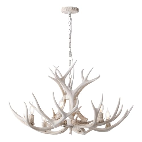 Eldora 6 Light Resin Antler Chandelier 33"