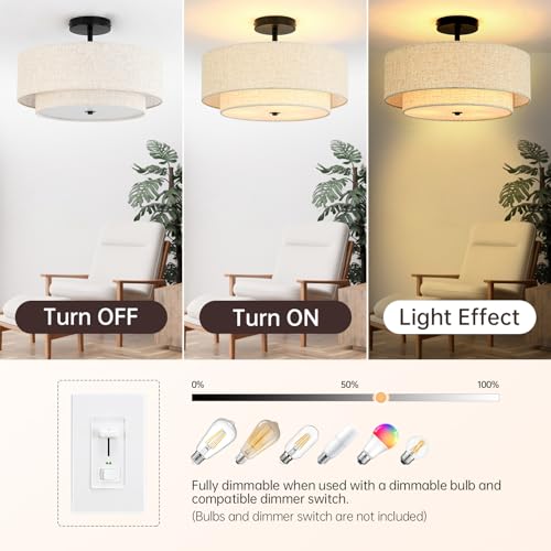 16" Semi Flush Mount Ceiling Light