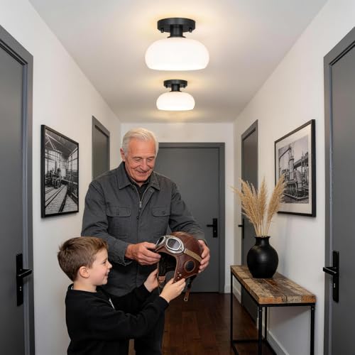 Elegant Black Semi Flush Mount Ceiling Light
