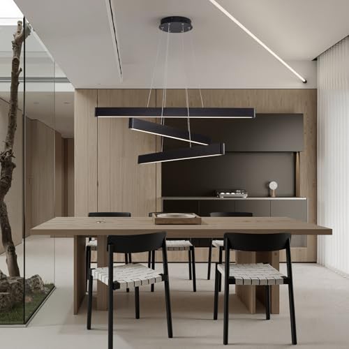 3 Light Solid Wood Black Linear Pendant Light (3 Count)