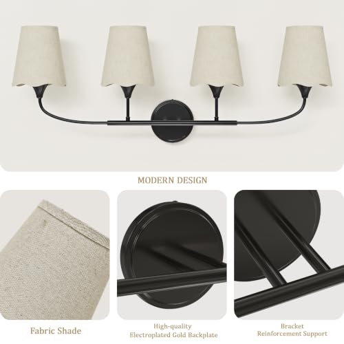 Bathroom Light Fixtures Over Mirror (Black / 4 Light)