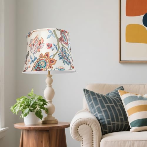 White with Paisley Print Large Lamp shades