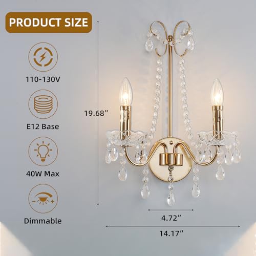 Crystal Wall Sconces Set of 2
