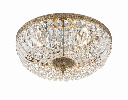 3 Light Spectra Crystal Olde Brass Flush Mount