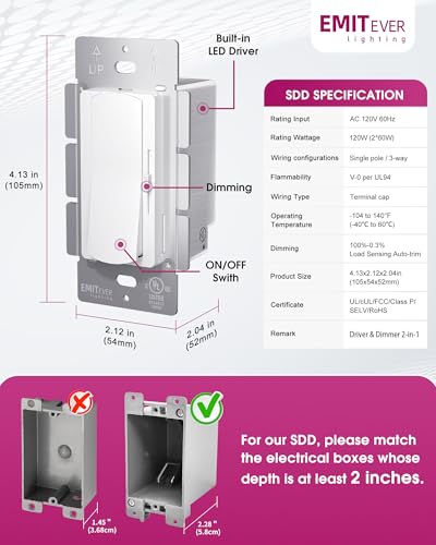 Dimmer Light Switch & 12V 120W Dimmable LED Driver 2 in UL Listed