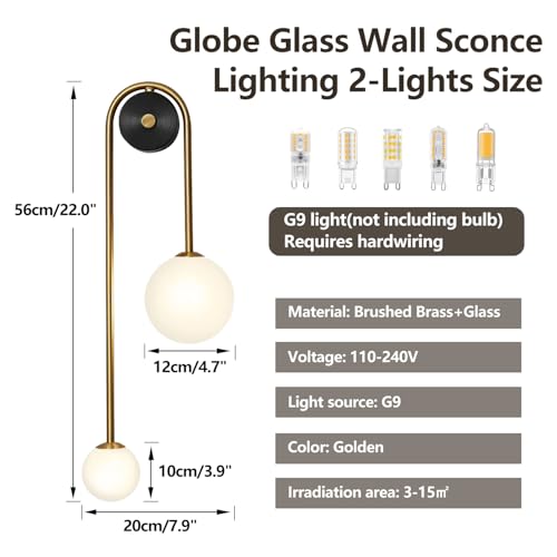 Globe Glass Wall Sconce (2 Count)
