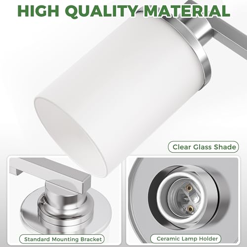 17 Inch 3 Light Nickel Bathroom Vanity Light Milk Glass