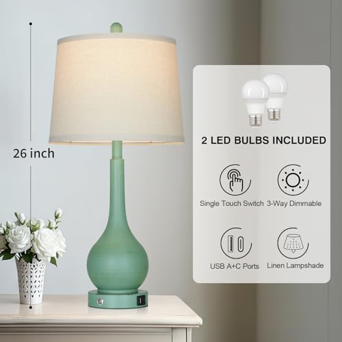 26" Farmhouse Table Lamps for Living Room Set of 2 (2 Count)