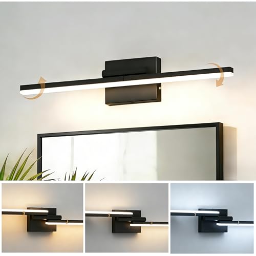 24 Inch Black Vanity Light Bar Over Mirror Rotatable 3CCT