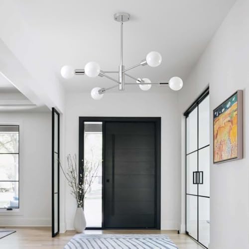 6 Light Sputnik Ceiling Light Fixture Chrome Living Room Chandelier