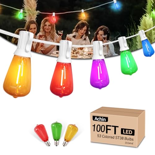 Colored Outdoor String Lights White Cord