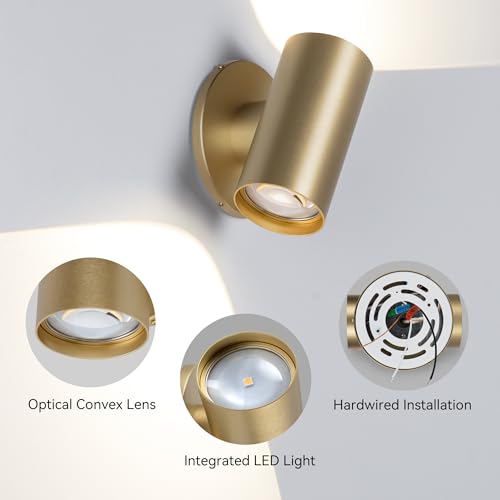Led Wall Decor Sconces Set of 2 Indoor Gold Light Up Down Hardwired (2 Count)