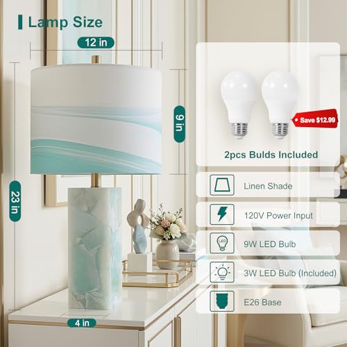 Alabaster Table Lamps Set of 2 with Night Light for Living Room (2 Count)