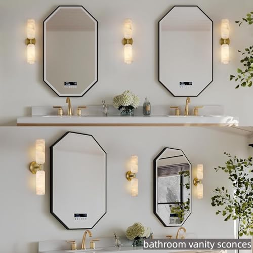 20in Alabaster Wall Sconce Antique Brass Sconces Wall Light