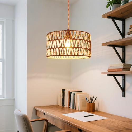 Hanging Light Boho Lamp Shades Small Lamp Shades for Table Lamps Vintage Rattan Lampshade for Hanging Lamp Wall Sconce Floor Lamp Woven LampShades for Living Room Decor Pendant Light