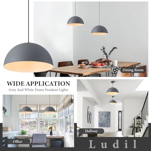 16" Grey and White Industrial Pendant Lights Kitchen Island