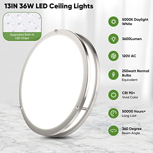 36W 3600lm Super Bright LED Light Fixtures (2 Count)