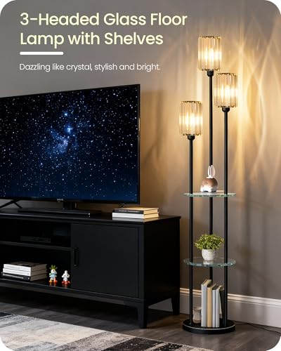Black Floor Lamp with Shelves