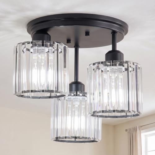 13" Crystal Semi Flush Mount Ceiling Light
