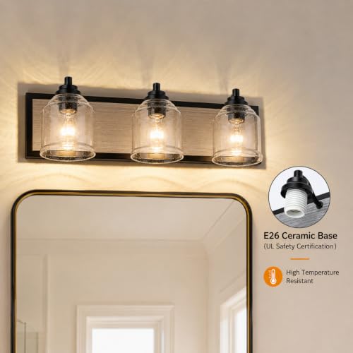 23" 3 Light Farmhouse Bathroom Vanity Light with Bubble Glass