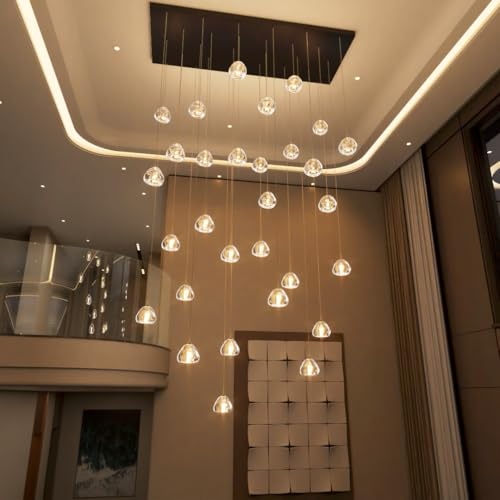 LED Chandeliers for Living Room Rectangular Light Dining Room Light Dimmable High Ceiling Pendant Lights Fixtures Lighting Chandelier for Foyer Entryway 2700K 6000K Lighting Large