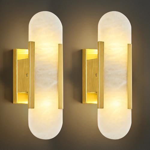 Alabaster Wall Sconces Set of Two
