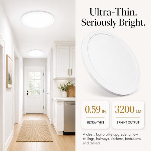 4 Pack 12 Inch Dimmable LED Flush Mount Ceiling Light Fixtures (White / 4 Packs)