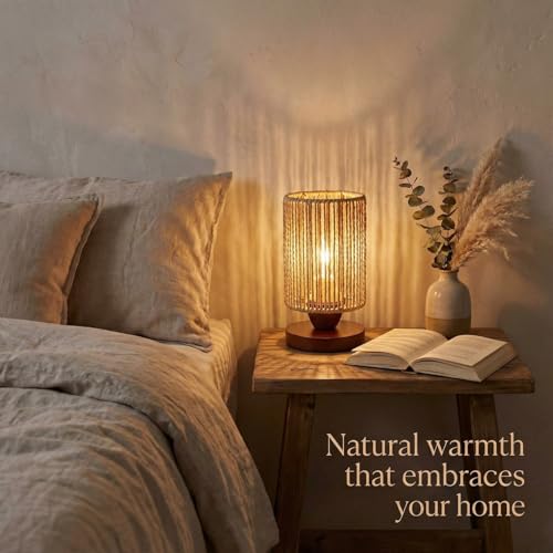 Small Rattan Table Lamp for Bedroom