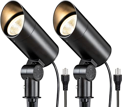 30W Spot Lights Outdoor LED Spotlight 120V 3000LM Ultra Bright Flag Pole Light with Metal Stake (2 Count)