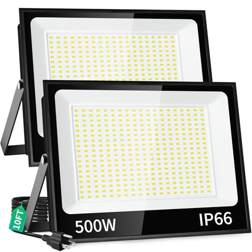 60000LM 500W LED Flood Light Outdoor Plug in (2 Count)