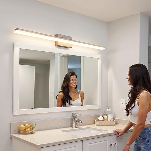 48 Inch Vanity Light Bar Over Mirror Nickel 5CCT Remote Control