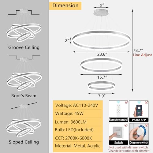 Modern LED Dimmable Chandeliers for Dining Room 3