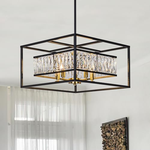 Modern Black Crystal Chandelier for Foyer Entryway
