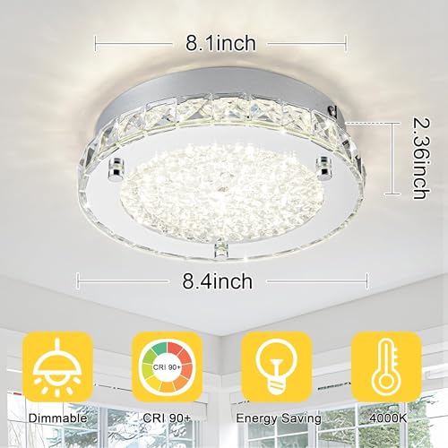 Flush Mount Crystal Ceiling Light Modern LED Hallway Light Fixtures