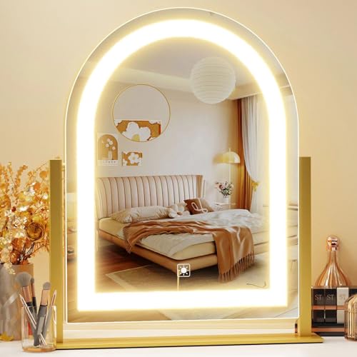 Arched Makeup Vanity Mirror with Lights 17.2" LED Makeup Mirror Detachable 10X Magnification
