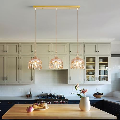 3 Light Glass Pendant Light Crystal Hanging Light Fixtures