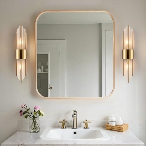 2 Light Modern Crystal Wall Sconces Titanium Gold Frosted Glass