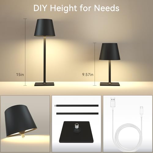Black Cordless Table Lamps (2 Count)