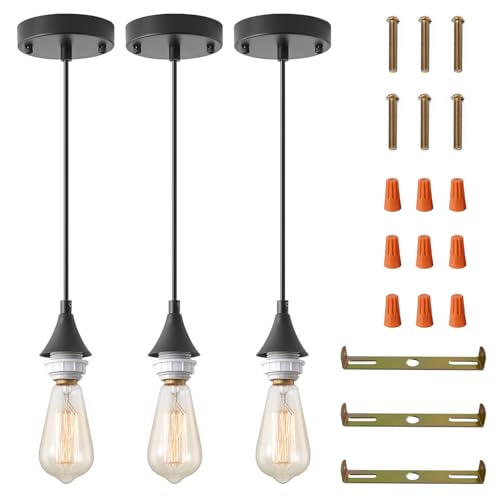 Vintage Black Pendant Light Kit (3 Count)