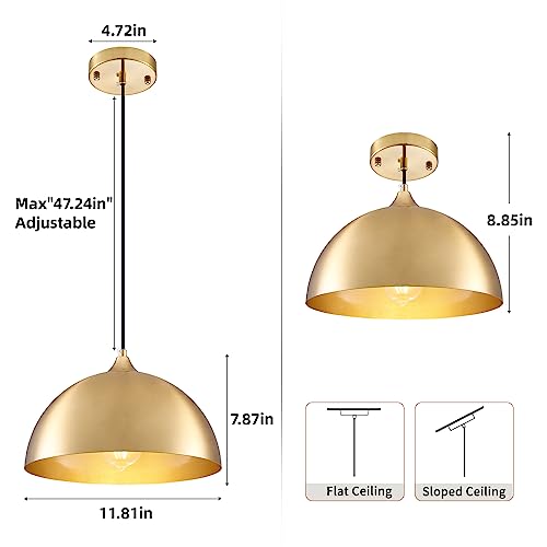 Gold Electroplated Industrial Pendant Light 11.8inches 2 Packs (2 Count)